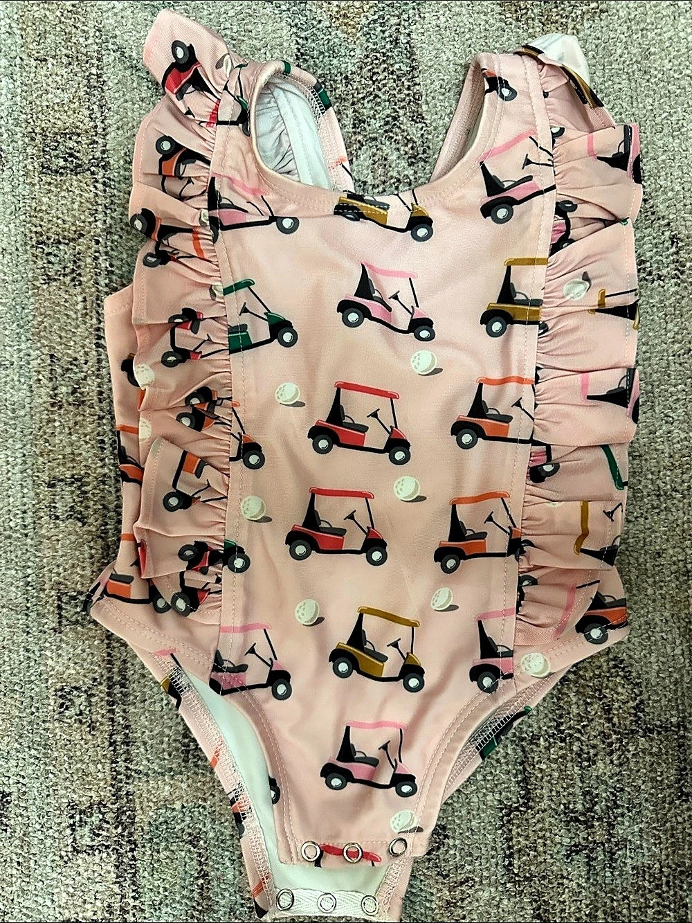 SIIX Collection Pink Golf Cart / Isla Swimsuit Baby Girls 12-18M